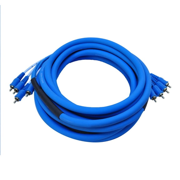Seismic Audio  4 Channel 20 Foot RCA Audio Snake Cable 20' - Pro Home Audio Blue - SARCA-4x20