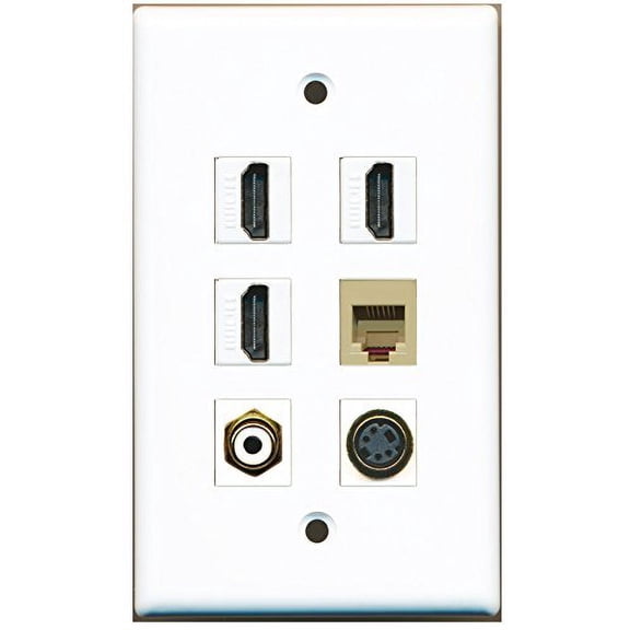 RiteAV - 3 HDMI 1 Port RCA White 1 Port Phone RJ11 RJ12 Beige 1 Port S-Video Wall Plate