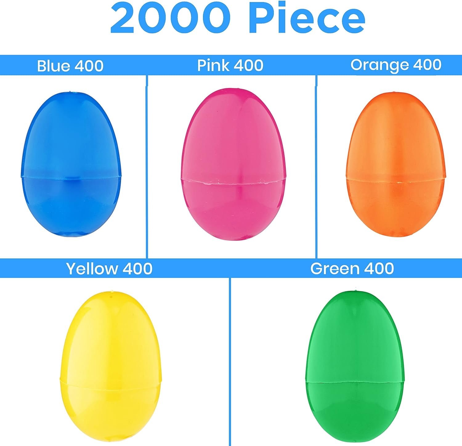Maxygift Plastic Easter Eggs for Easter Celebrations Fillable Eggs, Multicolor, Gift Pack of 2000