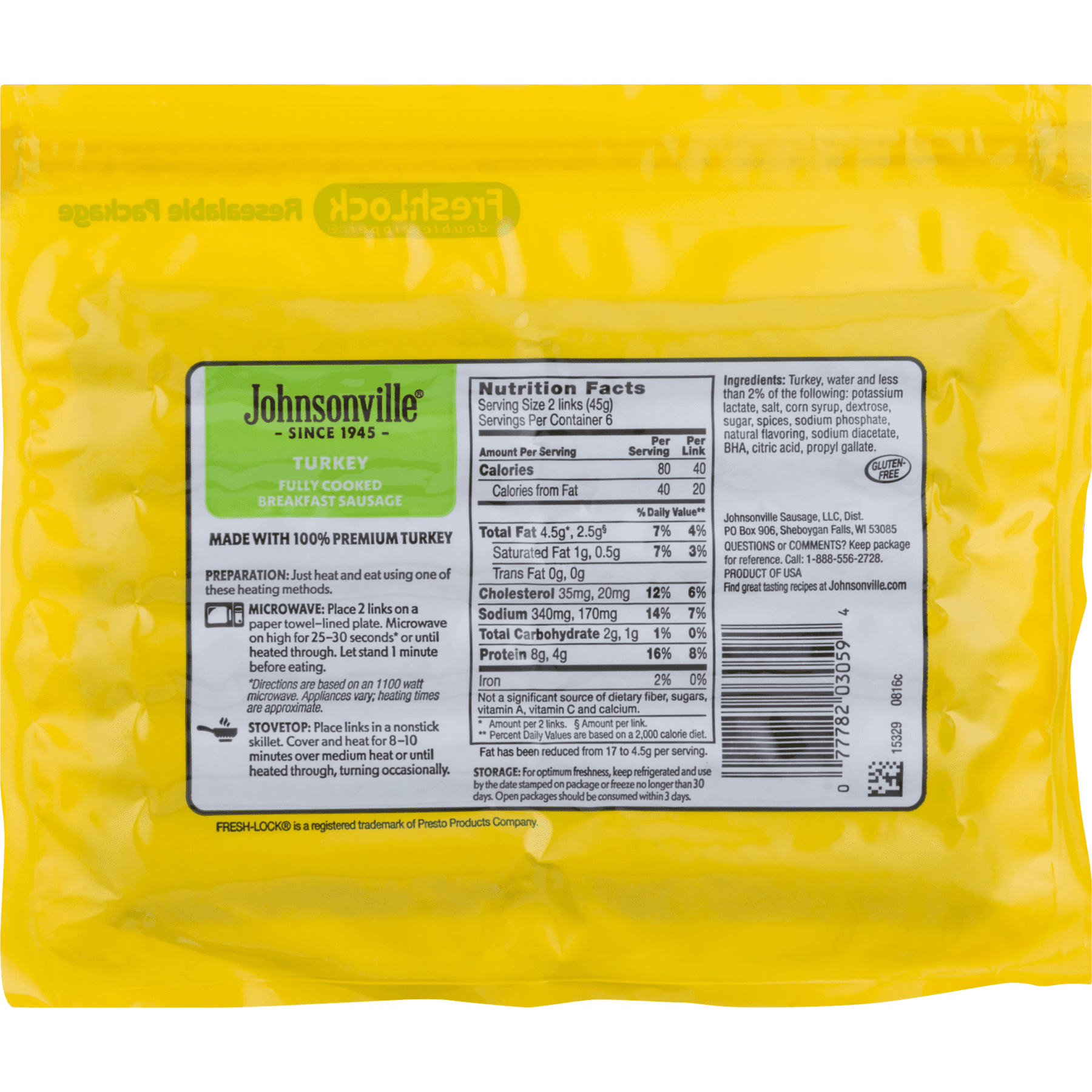 Johnsonville Turkey Sausage Nutrition Information Bios Pics