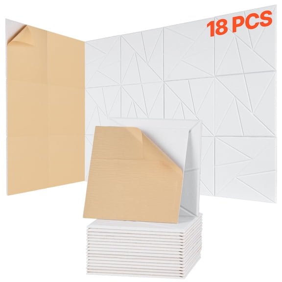 VEVOR 18 Pack Acoustic Panels with Self Adhesive, 11.8 x 11.8 x 0.4 inch Sound Proof Foam Panels, Polyester Fiber Soundproof Wall Panels High Density, for Home, Studio, Office, Theater, White