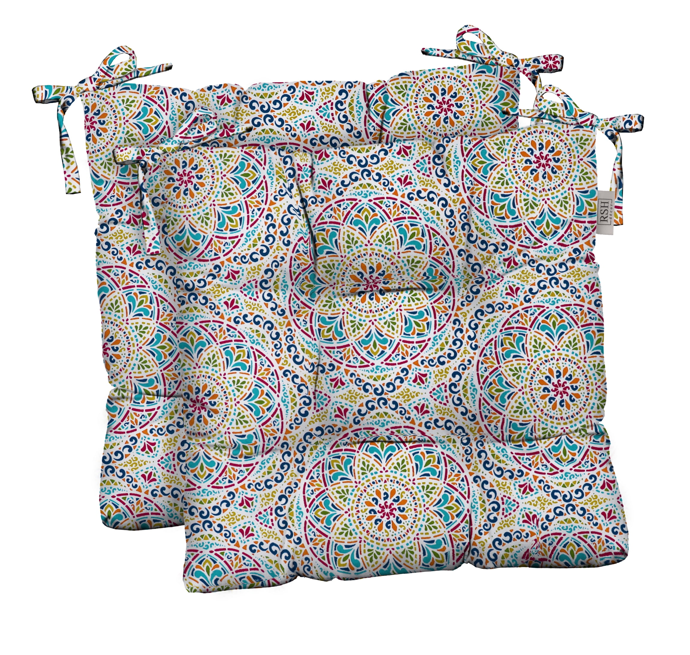 RSH Décor Indoor Outdoor Set of 2 Tufted Dining Chair Seat Cushions, 17