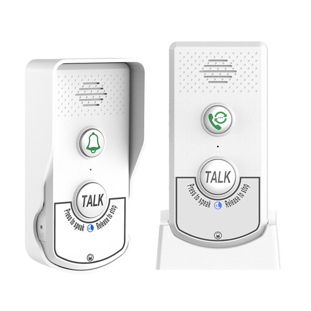 Unidad de sistema de timbre intercomunicador inalámbrico ABS de intercomunicación de voz de 2 vías (blanco)