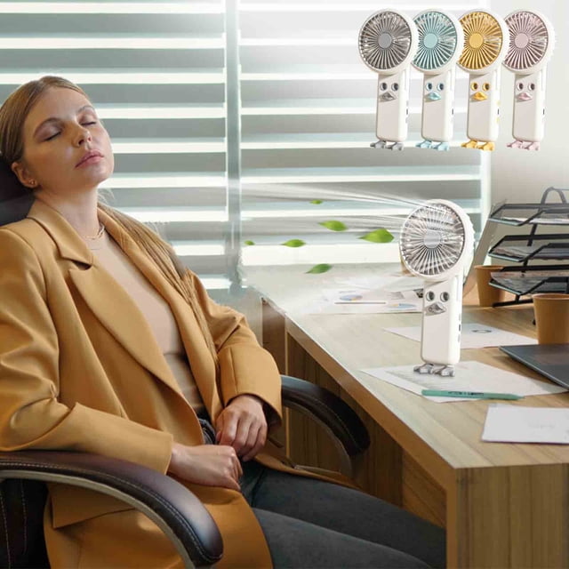Xihbxyly Ventilador de Dos Aspersores, Motor Silencioso Sin Escobillas, Carga Usb, Ventilador Portátil de Escritorio, Ajuste de Cuatro Velocidades, Batería Integrada de 1000 Mah, Ideal para El Hogar,