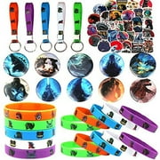 75 Pcs Godzilla Birthday Party Favor Supplies, Including 10 Bracelets, 10 Button Pins, 5 Keychains, 50 Stickers