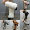 thumbnail image 3 of harmtty Winter socks 1 Pair Women Imitation Fox Fur Leg Warmers Solid Color Elastic Furry Boot Covers Knee-length Long Socks Fashion Accessories Brown, 3 of 8