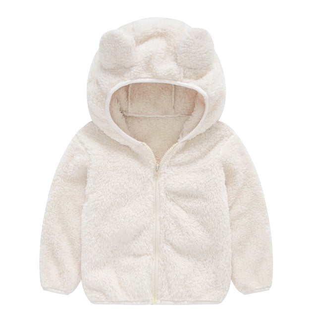 Liyamei Manteau à Capuche Épais à Fermeture Éclair pour Bébé Garçon, Blanc 2-3 Ans