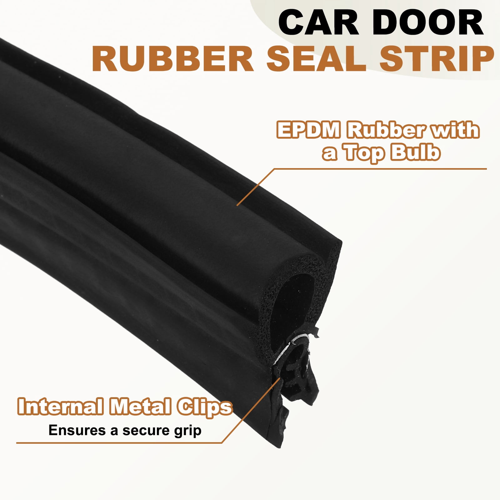 Door Weather Stripping 6.5FT, 20mm W x 23mm H EPDM Car Door Rubber Edge Trim Seal Strip Gasket with Top Bulb Fit 1mm to 2.5mm Edge for Electrical Cabinet Cars Boat RVs Truck, Black