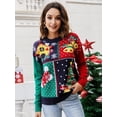 thumbnail image 3 of Women's Christmas Tree Snowflake Knitted Sweaters Long Sleeve Crew Neck Embroidery Pullover Knitwear Winter Tops Clothes, 3 of 6