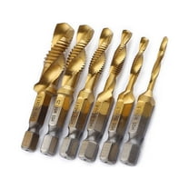 OUNONA 6Pcs Stubby Drill Bit Set Titanium Coated for Wood Plastic Metal Drilling