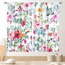 Floral Curtains, Vintage Flower Pink Floral Farmhouse Country Kitchen Curtains Drapes Watercolor Floral Spring Blackout Window Treatments for Living Room Bedroom Nursery 2 Panel Sets, 84"x84" Inch