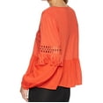 thumbnail image 2 of Lucky Brand Womens Cutout Illusion Peasant Blouse, Orange, Medium, 2 of 3