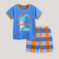 thumbnail image 2 of TOWED22 Baby Boy Summer Clothes 2pcs Dinosaur Truck Graphic Tee Cotton Shorts Toddler Outfits(Blue,5-6 Y), 2 of 7