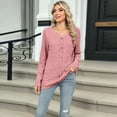 thumbnail image 4 of Suéteres Ligeros para Mujer 2025, Camiseta Henley de Larga, Blusa Informal de Cuello Redondo para Otoño. Rosa S, 4 of 10
