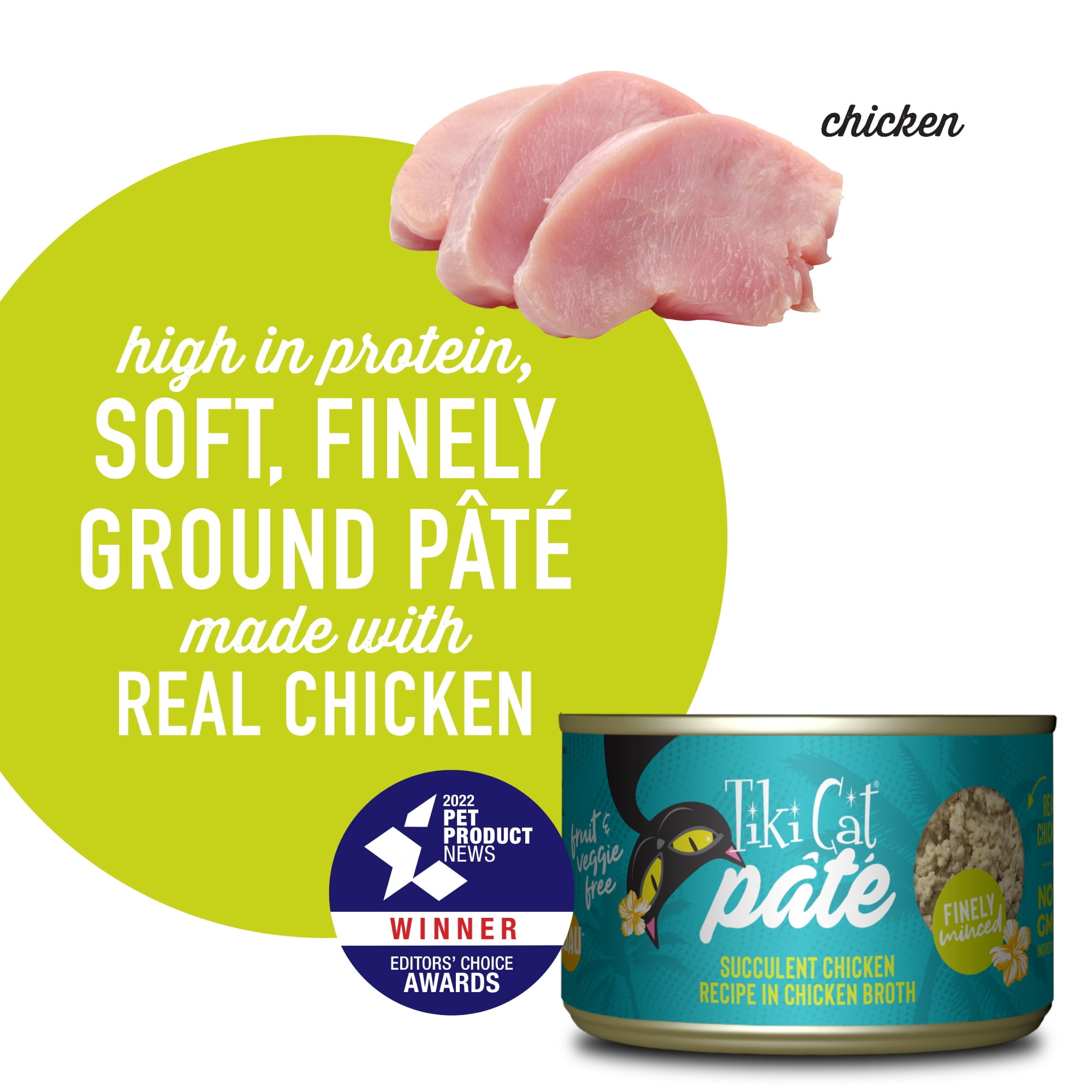 (6 pack) Tiki Cat Luau Pate Wet Cat Food, Chicken, 5.5 oz. Can