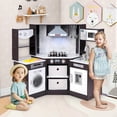 thumbnail image 4 of Costway Wooden Kids Play Corner Kitchen with Realistic Lights & Sounds Lighted Range Hood Brown, 4 of 10