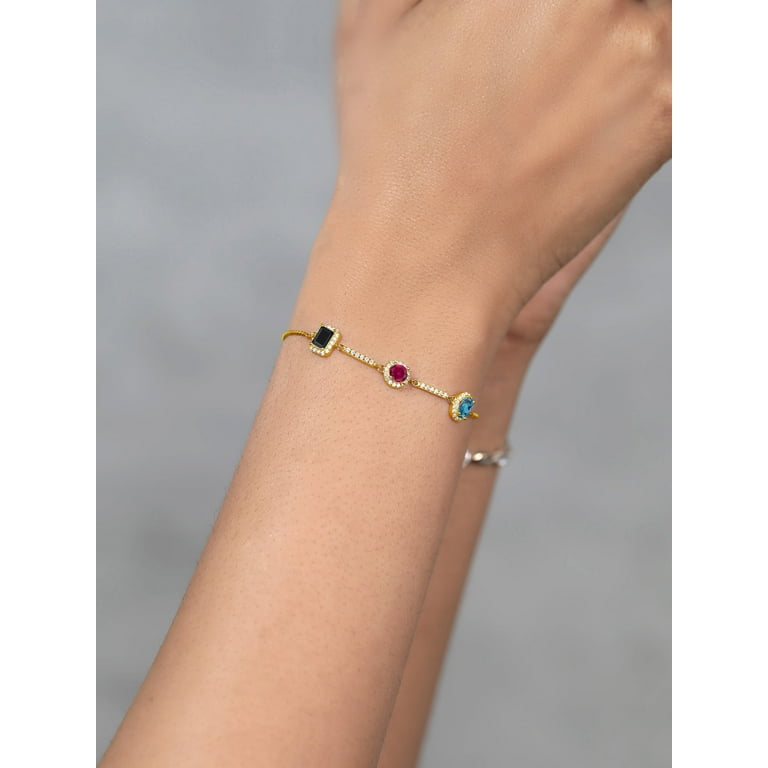 ruby &blue topaz bracelet K18 ラスト Gem Stone King 2.16 Ct London Blue Topaz Red Created Ruby