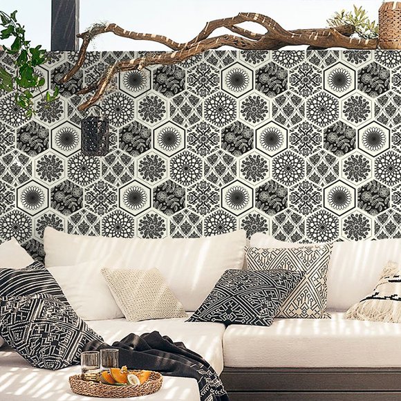 Becaristey Wall Stickers Vintage Patterns Kids Art PVC Decals Removable Interior Bedroom TV Backdrop Decorative Wallpaper DIY Type 1