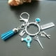 thumbnail image 2 of LLavero de borla con abalorio de estilo A-Z, joyería Retro, Mini tijeras de peluquería, secador de pelo, peine, regalo, 2 of 4