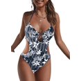 thumbnail image 1 of Maillot de Bain à Manches Courtes à Manches Courtes et à Imprimé Floral pour Femmes, 1 of 6