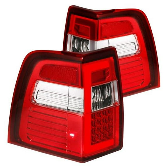 A1R-311410 Sequential Fiber Optic LED Tail Lights for 2007-2017 Ford Expedition, Chrome & Red