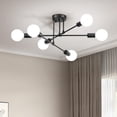 thumbnail image 1 of TRAHOO-Modern Ceiling Light Fixture, 6-Light Industrial Sputnik Chandelier for Bedroom, Dining Room, Living Room, Kitchen, Office (Black, W:22", H:9.5"), 1 of 4