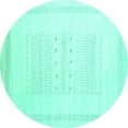 thumbnail image 1 of Ahgly Company Machine Washable Indoor Round Solid Turquoise Blue Modern Area Rugs, 3' Round, 1 of 4