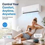 Senville 18000 BTU Mini Split Air Conditioner Heat Pump, LETO Series, 208/230V, Works with Alexa, White