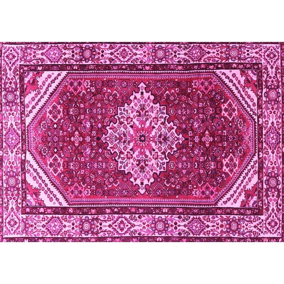 Ahgly Company Indoor Rectangle Medallion Pink Traditional Area Rugs, 5' x 7'