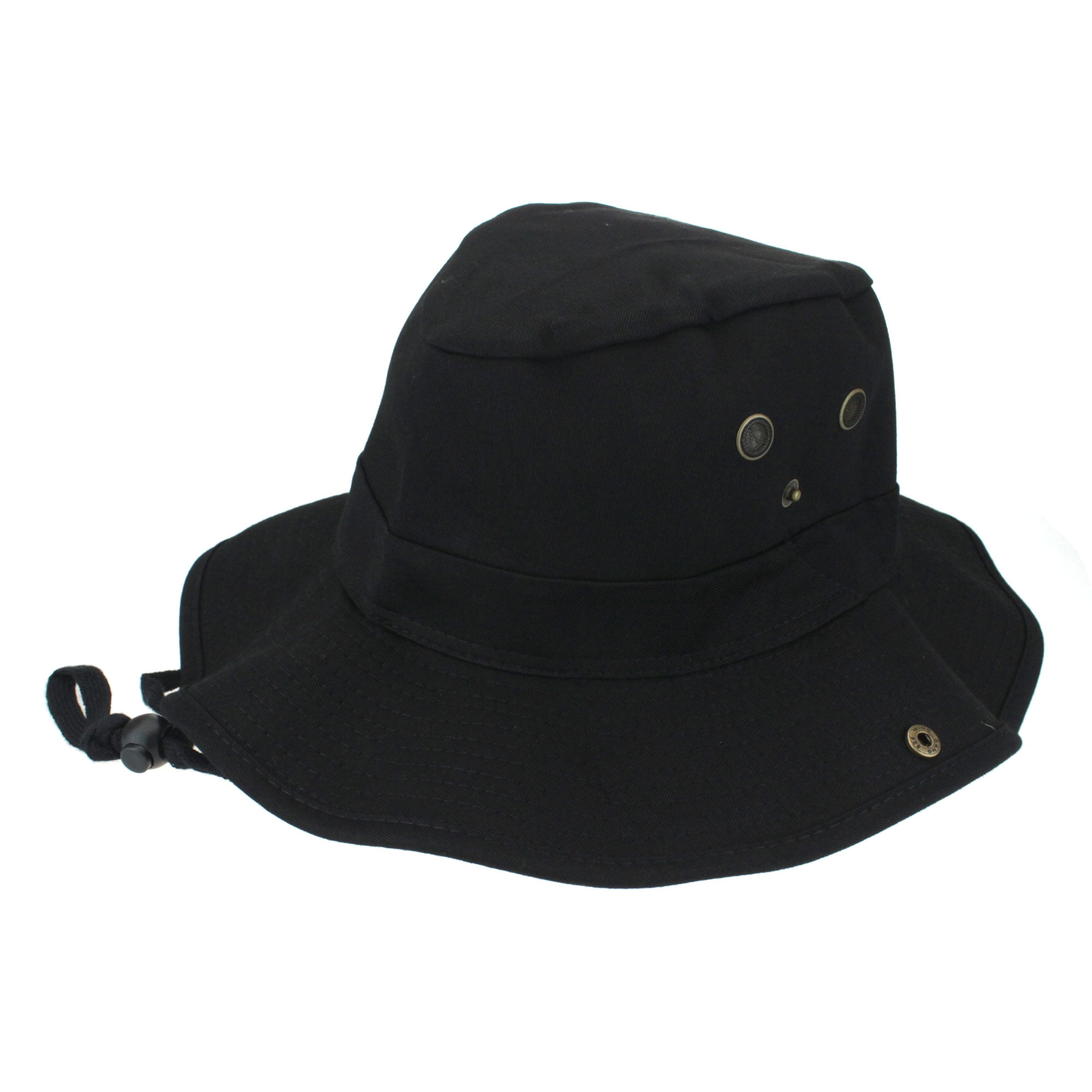 Classic Mens Cotton Twill Safari Bucket Sun Hat Black Small (7-1/8 ...