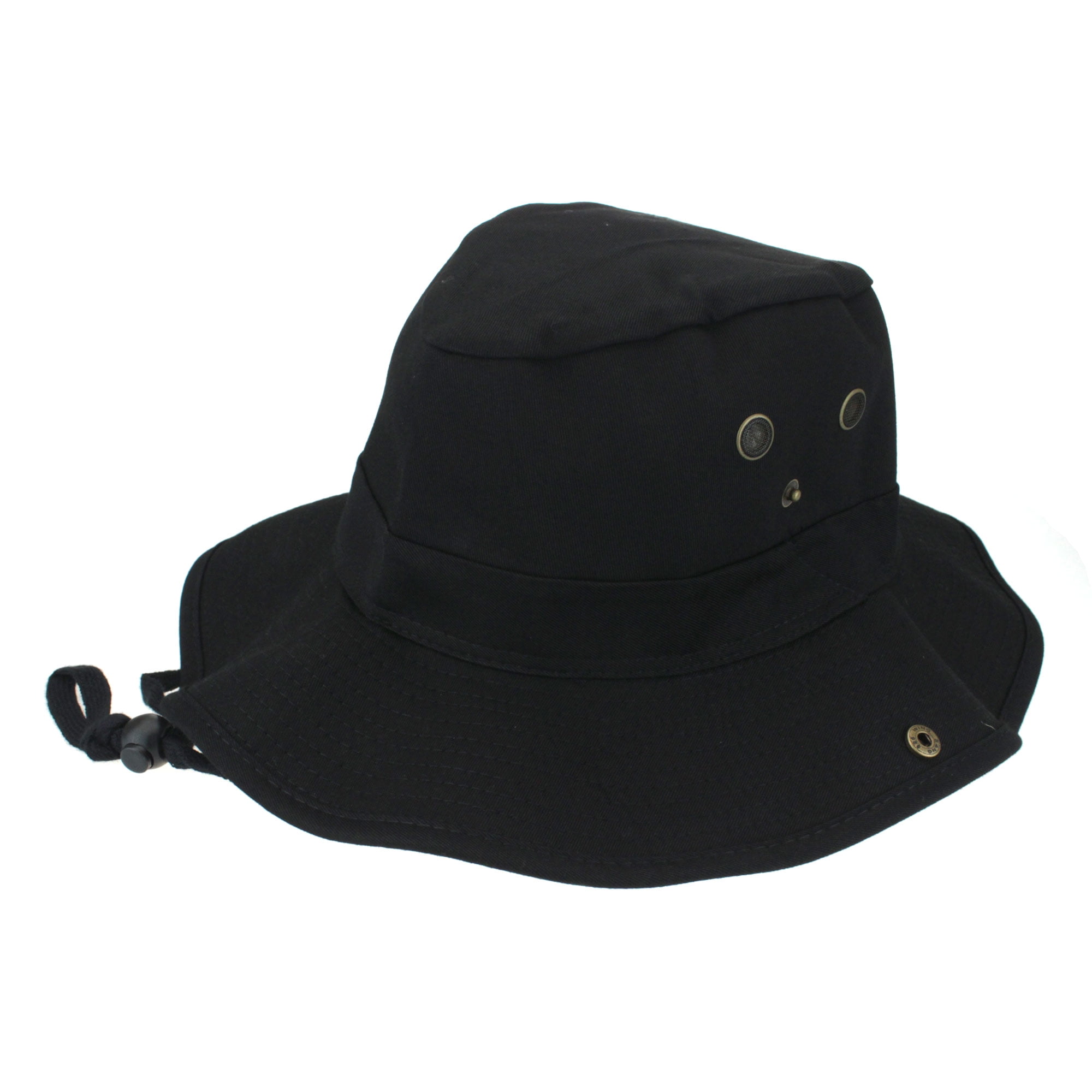 Classic Mens Cotton Twill Safari Bucket Sun Hat Black Small (71/8