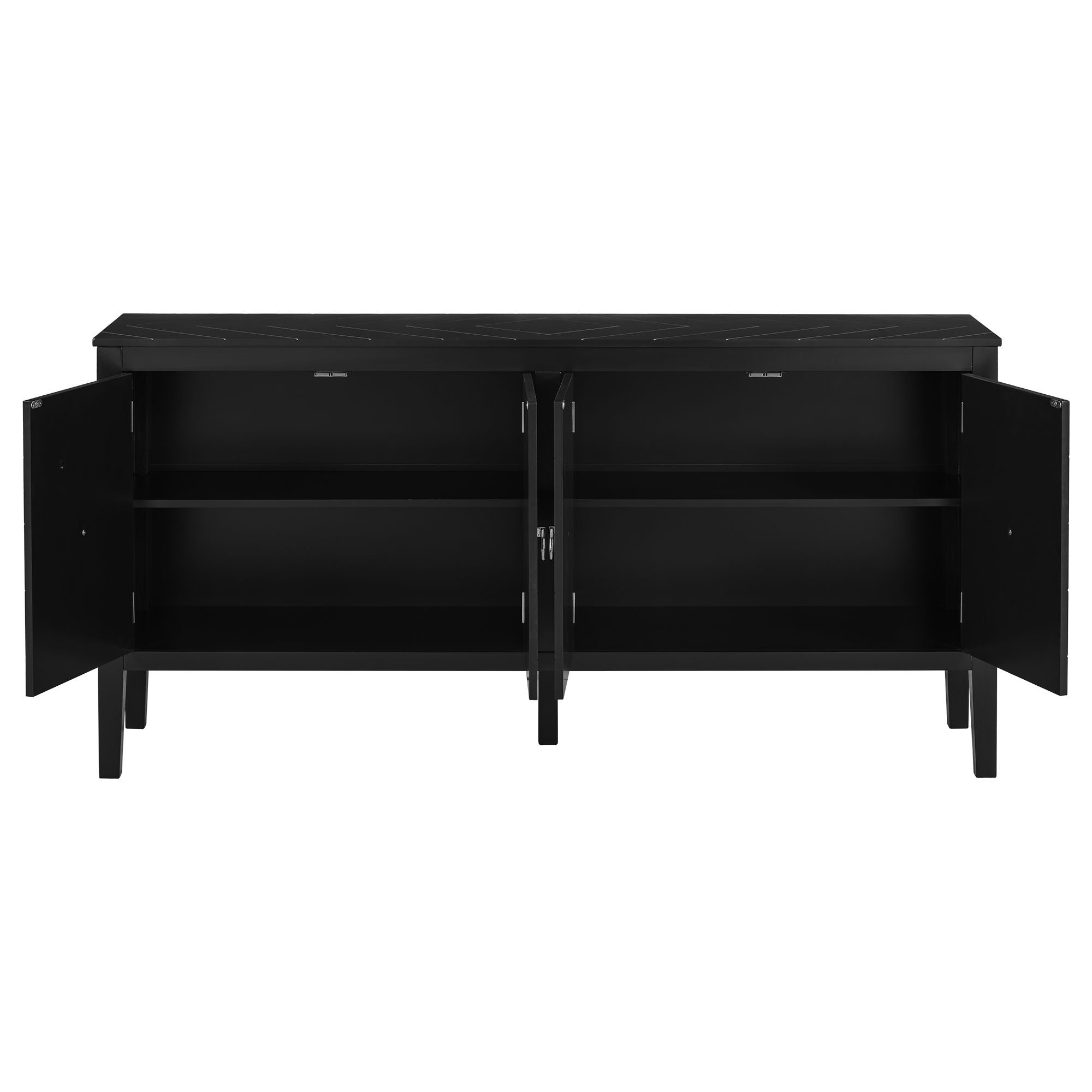 Euroco Wood Sideboard Buffet Cabinet,63" Narrow Entryway Table offee Bar Console Table with Metal Handles for Kitchen Entryway,Black