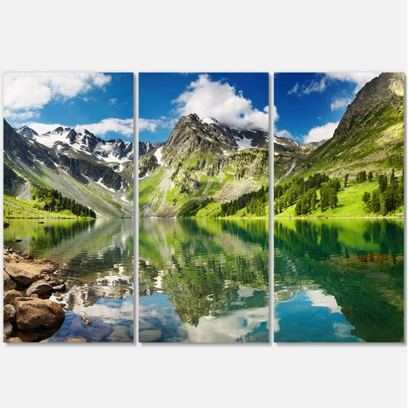 Designart 'Reflecting Mountain Lake ' Landscape Art Print Canvas