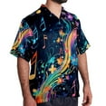 thumbnail image 2 of Note Men's Casual Printed Button Down Short Sleeve Poplin Hawaiian Beach Shirt with Spread Collar Tops, 2 of 6