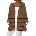 thumbnail image 2 of QUINDOS Womens Cardigans Women's Printing Stripe 3/4 Sleeve Print Loose Shirt Tops Cardigan, 2 of 5