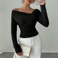 thumbnail image 6 of ShiShine Women's One Off Shoulder Long Sleeve Tops Going Out Shirts Slim Fit Tee Blouse, 6 of 6