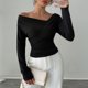 thumbnail image 5 of Ailaofu Women's Off Shoulder Long Sleeve Tops Ruched Going Out Crop Shirts Slim Fit Y2K Tee Blouse, 5 of 5
