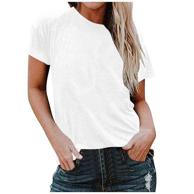 FAIWAD T-Shirts à Manches Courtes pour Femmes Été Col Rond Manches Courtes Grande Taille T-Shirts Décontractés Plage Vacances Basiques