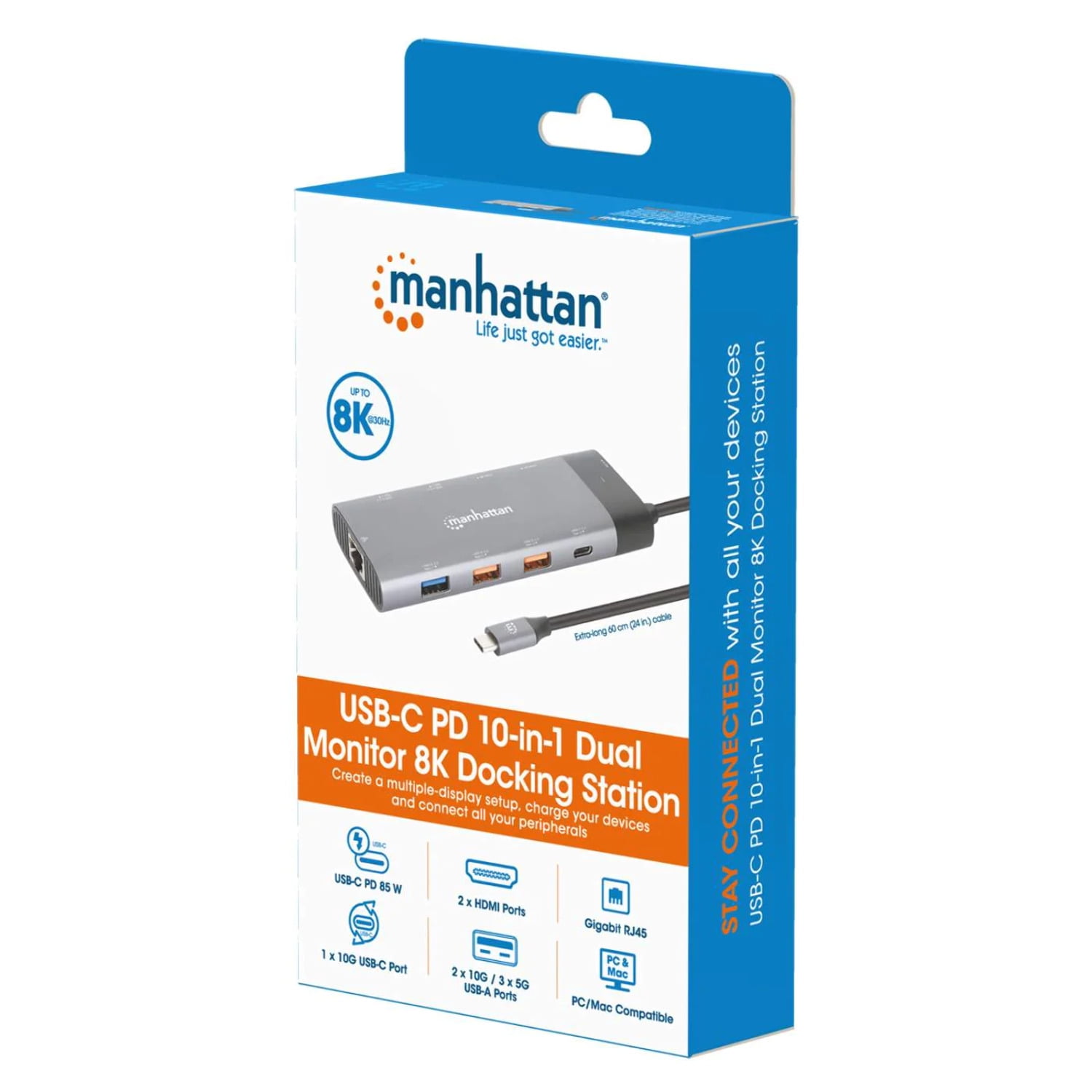 Manhattan USB-C PD 10-in-1 Dual Monitor 8K Docking Station 130714