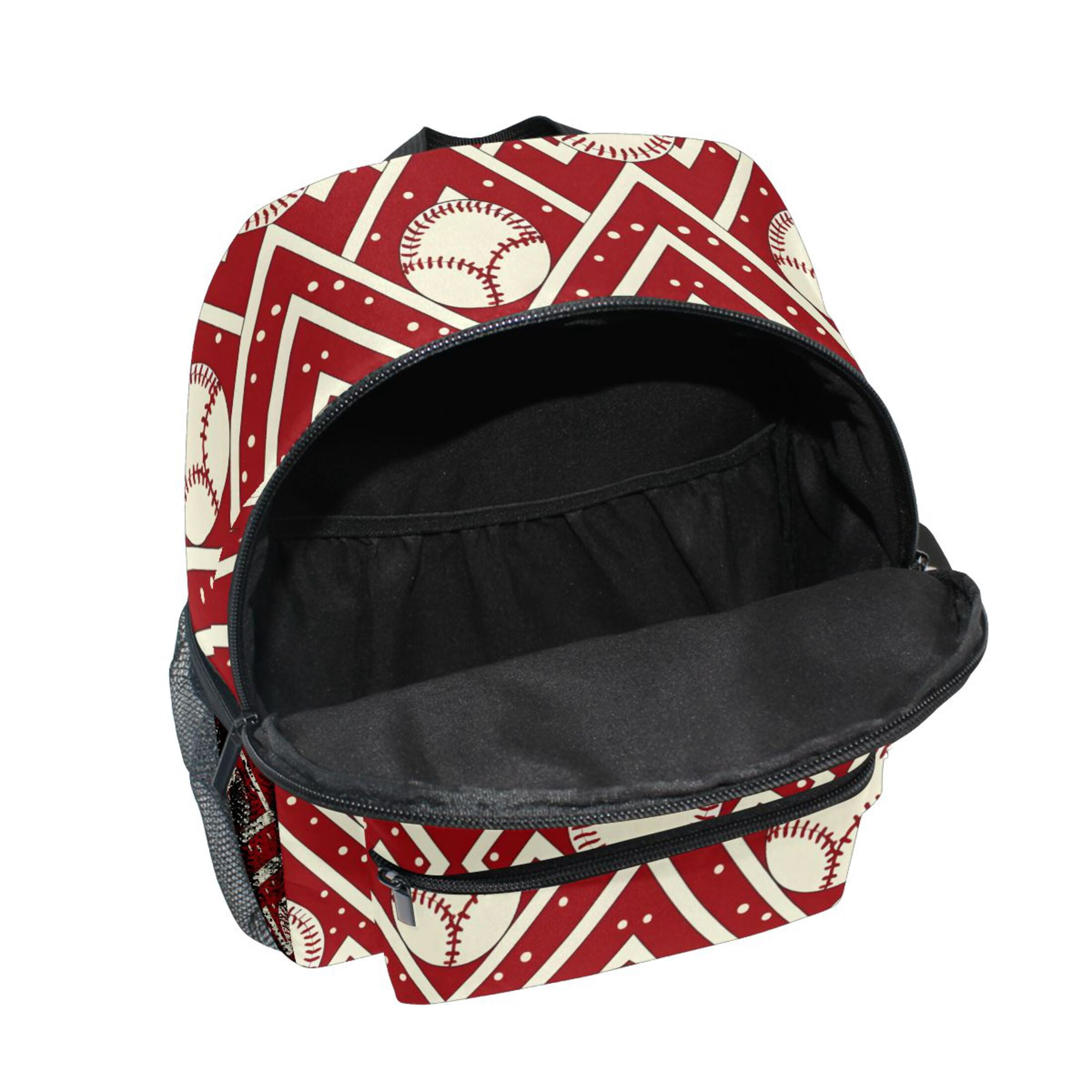 Chevron Baseball Pattern Mini Backpack Cute Small Backpack with Chest Strap and Whistle Ages 3-8