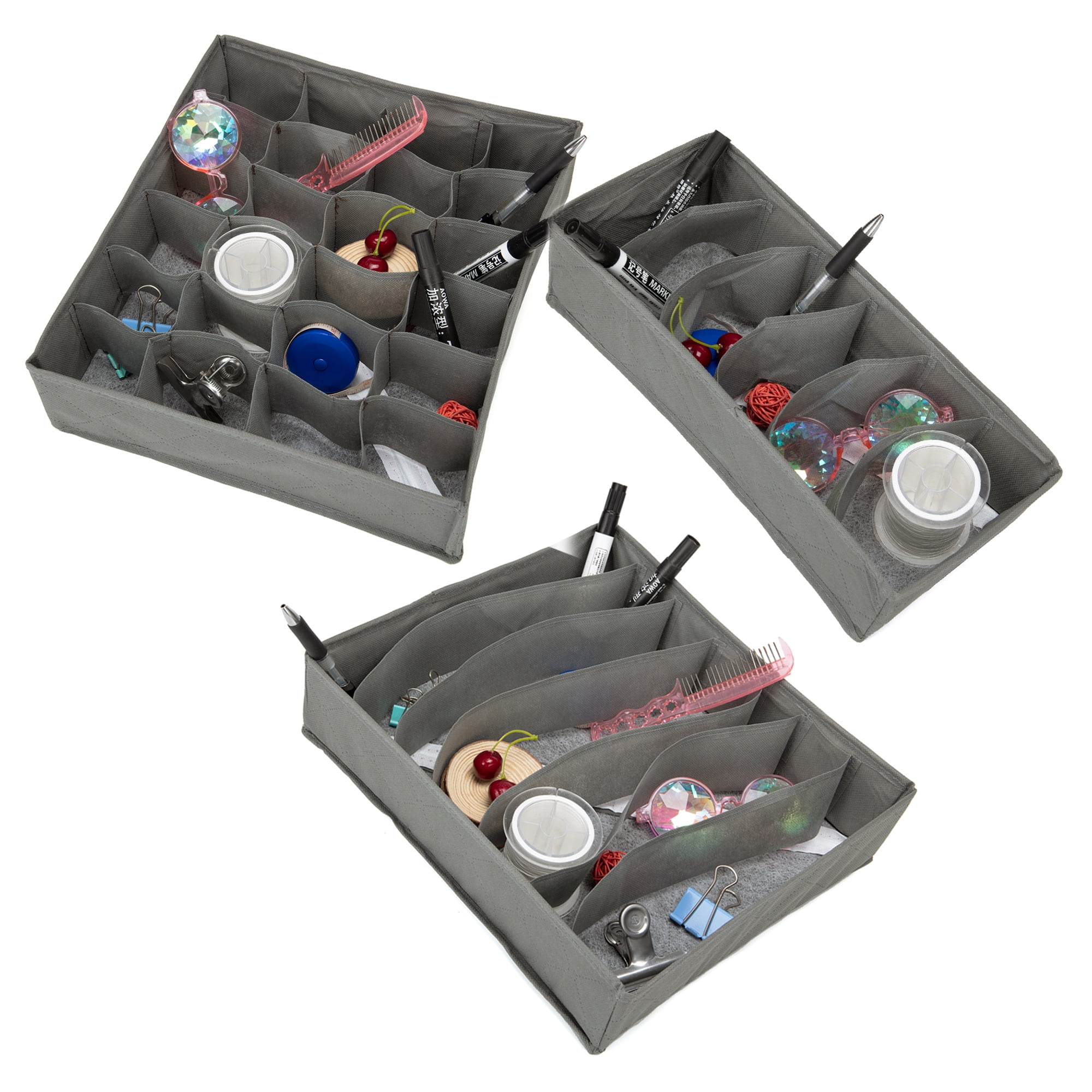 DODOING Set of 3 Foldable Drawer Dividers, Storage Boxes, Closet