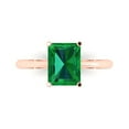 thumbnail image 2 of 2.5ct radiant cut green emerald 18k rose gold Bridal Wedding Engagement Promise Anniversary Ring for Women size 10, 2 of 7