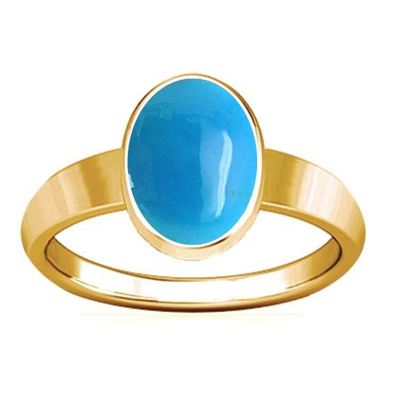 Divya Shakti 7.25-7.50 Carat Turquoise Panchadhatu Plain Design Ring (FIROZA FEROZA Stone Plain Design Ring)(3)