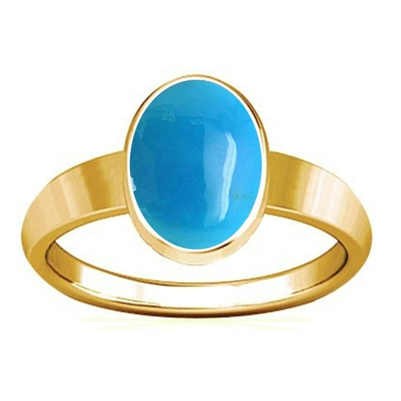 Divya Shakti 3.25-3.50 Carat Turquoise Panchadhatu Plain Design Ring (FIROZA FEROZA Stone Plain Design Ring)(7)