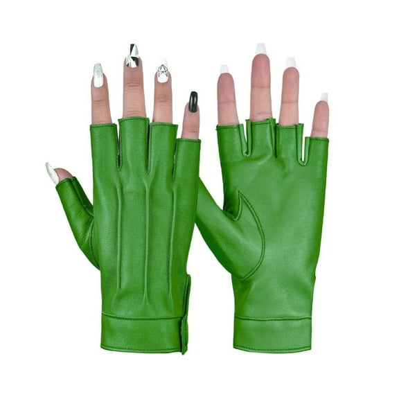 Genuine Leather Women Half Finger Dress Gloves