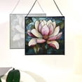 thumbnail image 4 of Magnolia Flower Stained Glass Panel Suncatcher Square Window Hanging, 8 Inch Real Glass Decorative Art Sun Catcher for Home, Gift, and Garden Decor 76OR4, 4 of 6