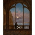 thumbnail image 2 of Carl Gustav Carus 15x18 Black Ornate Wood Framed Double Matted Museum Art Print Titled - Memory of Naples (Moon Night Over the Mediterranean) (Around 1832), 2 of 5