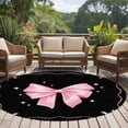 thumbnail image 4 of Valentine's Day Round Area Rug 7Ft Washable Circle Rugs for Dorm Laundry Room, Pink Bowknot Ribbon on Black Mother's Day Non-Slip Carpet Floor Mats Indoor Outdoor Carpet Runner Aesthetic Home Decor, 4 of 8