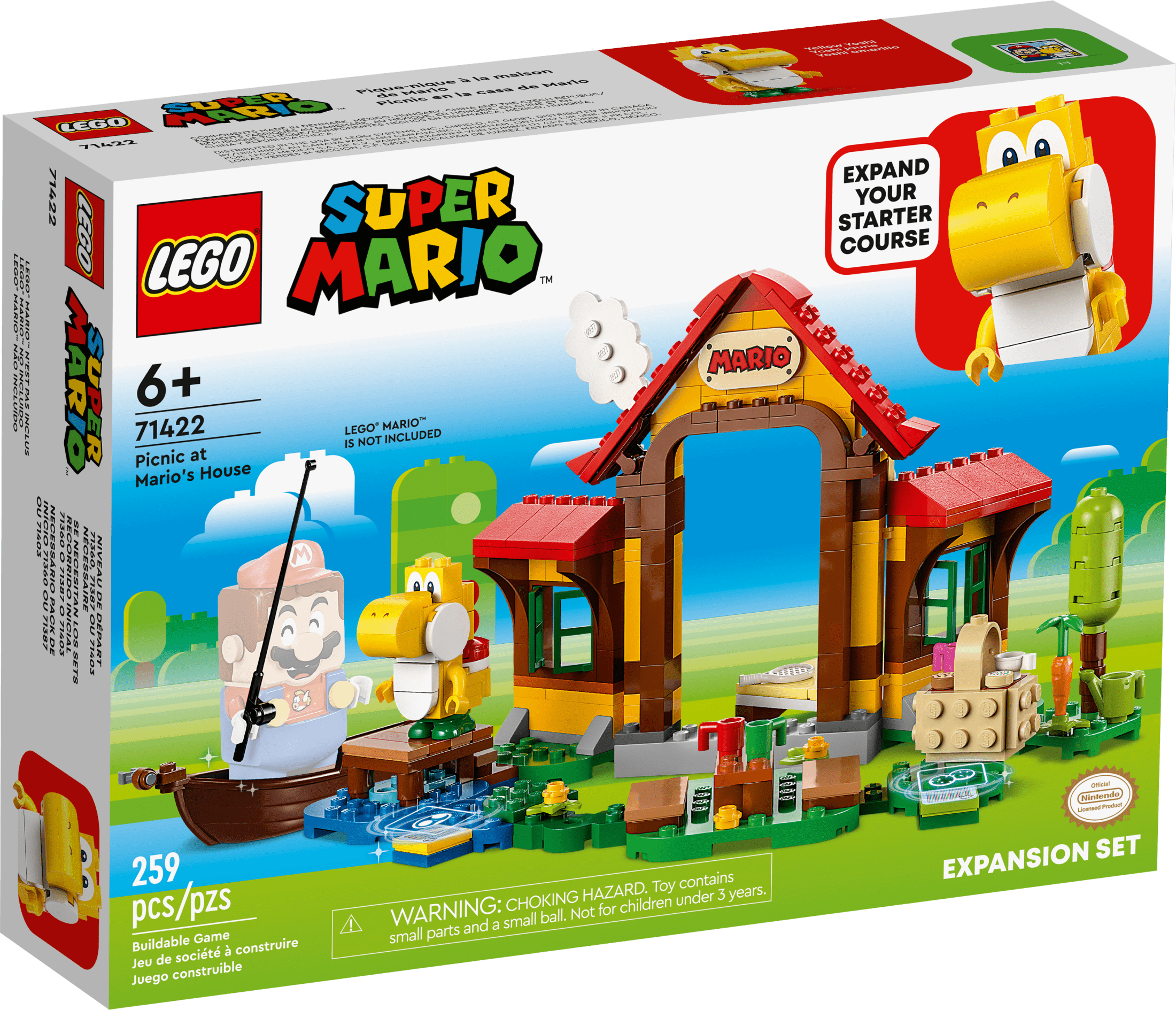 LEGO Super Mario Picnic at Mario’s House Expansion Set 71422, Collectible Playset with Yellow Yoshi Figure, Buildable Game Toy to Expand a Starter Course, Super Mario Birthday Gift for 6-8 Year Olds