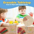 thumbnail image 6 of COZONY Toddler Play Activity Table Set, Adjustable Kids Table and 4 Chairs Set with Graffiti Desktop, 31.5"L Child Multi-Activity Table for Classrooms,Home,Daycares, Aged for 2-8, Wood, 6 of 8